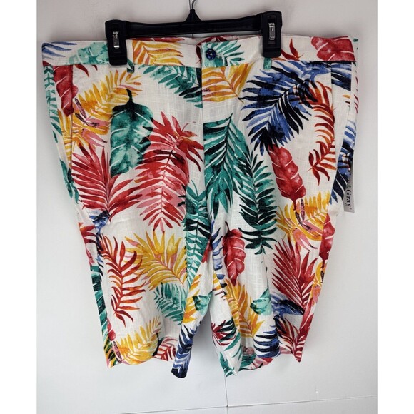 Paisley and Gray Slim Fit Linen Blend Shorts Size: 34 - Picture 1 of 5